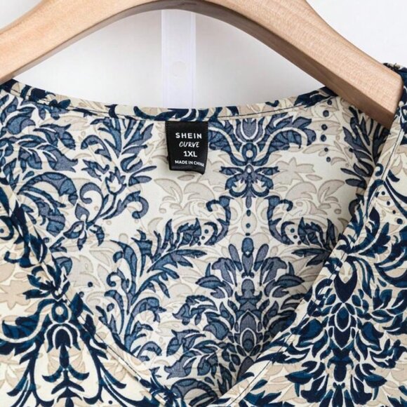 Shein Lune Size 2XL V Neck Ruffled Sleeve Top & Pants 2 Piece Set - Picture 3 of 4